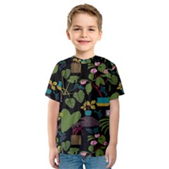 Wreaths Flower Floral Leaf Rose Sunflower Green Yellow Black Kids  Sport Mesh Tee