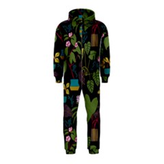 Wreaths Flower Floral Leaf Rose Sunflower Green Yellow Black Hooded Jumpsuit (kids) by Mariart