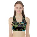 Wreaths Flower Floral Leaf Rose Sunflower Green Yellow Black Sports Bra with Border View1