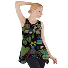 Wreaths Flower Floral Leaf Rose Sunflower Green Yellow Black Side Drop Tank Tunic