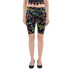 Wreaths Flower Floral Leaf Rose Sunflower Green Yellow Black Yoga Cropped Leggings by Mariart