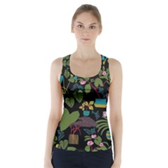 Wreaths Flower Floral Leaf Rose Sunflower Green Yellow Black Racer Back Sports Top by Mariart