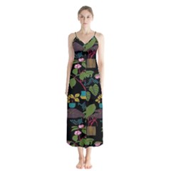 Wreaths Flower Floral Leaf Rose Sunflower Green Yellow Black Chiffon Maxi Dress