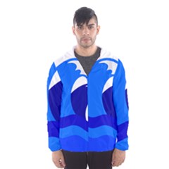 Blue Beach Sea Wave Waves Chevron Water Hooded Wind Breaker (men) by Mariart