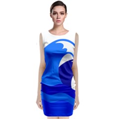 Blue Beach Sea Wave Waves Chevron Water Classic Sleeveless Midi Dress