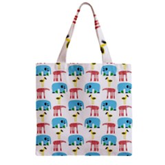 Animals Elephants Giraffes Bird Cranes Swan Zipper Grocery Tote Bag by Mariart