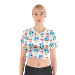 Animals Elephants Giraffes Bird Cranes Swan Cotton Crop Top by Mariart