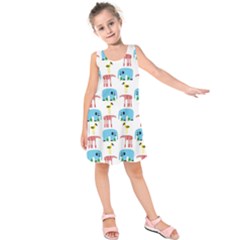 Animals Elephants Giraffes Bird Cranes Swan Kids  Sleeveless Dress by Mariart