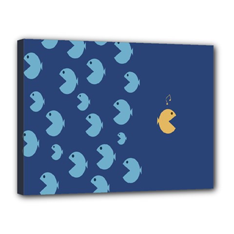 Blue Fish Sea Beach Swim Yellow Predator Water Canvas 16  X 12  by Mariart