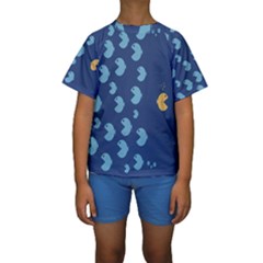 Blue Fish Sea Beach Swim Yellow Predator Water Kids  Short Sleeve Swimwear