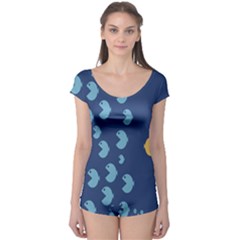 Blue Fish Sea Beach Swim Yellow Predator Water Boyleg Leotard  by Mariart