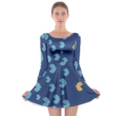 Blue Fish Sea Beach Swim Yellow Predator Water Long Sleeve Skater Dress by Mariart