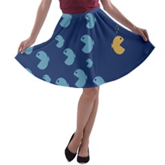 Blue Fish Sea Beach Swim Yellow Predator Water A-line Skater Skirt by Mariart