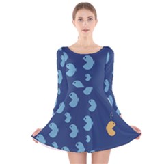 Blue Fish Sea Beach Swim Yellow Predator Water Long Sleeve Velvet Skater Dress by Mariart