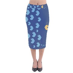 Blue Fish Sea Beach Swim Yellow Predator Water Velvet Midi Pencil Skirt by Mariart