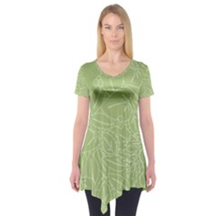 Blender Greenery Leaf Green Short Sleeve Tunic  by Mariart