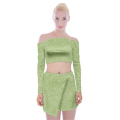 Blender Greenery Leaf Green Off Shoulder Top With Skirt Set