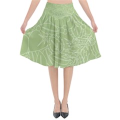 Blender Greenery Leaf Green Flared Midi Skirt