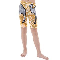 Animals Camel Animals Deserts Yellow Kids  Mid Length Swim Shorts by Mariart