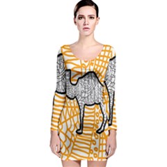 Animals Camel Animals Deserts Yellow Long Sleeve Bodycon Dress by Mariart