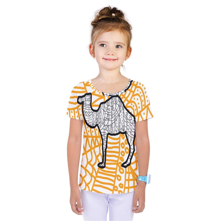 Animals Camel Animals Deserts Yellow Kids  One Piece Tee