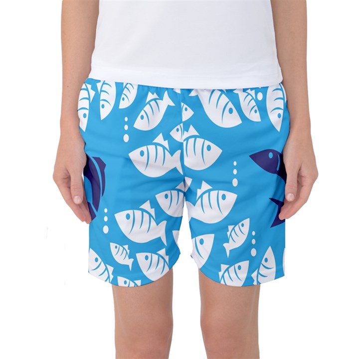 Blue Fish Tuna Sea Beach Swim White Predator Water Women s Basketball Shorts