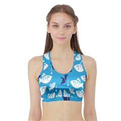 Blue Fish Tuna Sea Beach Swim White Predator Water Sports Bra With Border by Mariart