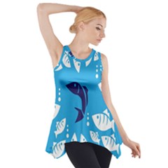 Blue Fish Tuna Sea Beach Swim White Predator Water Side Drop Tank Tunic by Mariart