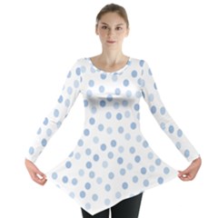 Bubble Balloon Circle Polka Blue Long Sleeve Tunic  by Mariart