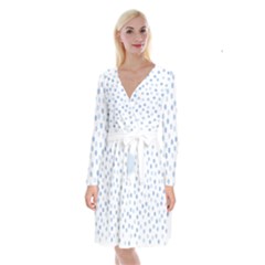 Bubble Balloon Circle Polka Blue Long Sleeve Velvet Front Wrap Dress