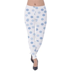 Bubble Balloon Circle Polka Blue Velvet Leggings by Mariart