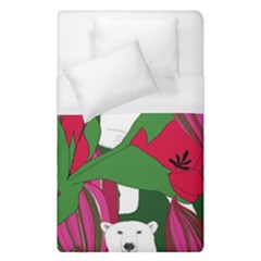 Animals White Bear Flower Floral Red Green Duvet Cover (single Size) by Mariart