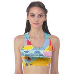 Boats Ship Sea Beach Sports Bra by Mariart