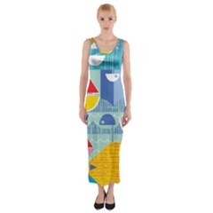 Boats Ship Sea Beach Fitted Maxi Dress by Mariart