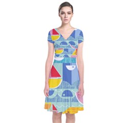 Boats Ship Sea Beach Short Sleeve Front Wrap Dress by Mariart