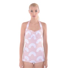 Donut Rainbows Beans Pink Boyleg Halter Swimsuit 