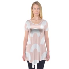 Donut Rainbows Beans Pink Short Sleeve Tunic  by Mariart