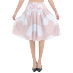 Donut Rainbows Beans Pink Flared Midi Skirt