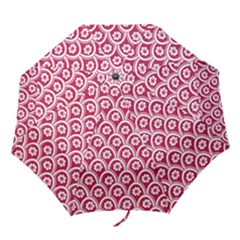 Botanical Gardens Sunflower Red White Circle Folding Umbrellas by Mariart