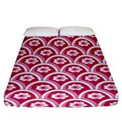 Botanical Gardens Sunflower Red White Circle Fitted Sheet (king Size) by Mariart