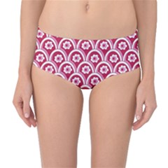 Botanical Gardens Sunflower Red White Circle Mid-waist Bikini Bottoms by Mariart