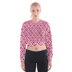 Botanical Gardens Sunflower Red White Circle Cropped Sweatshirt by Mariart