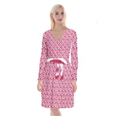 Botanical Gardens Sunflower Red White Circle Long Sleeve Velvet Front Wrap Dress by Mariart