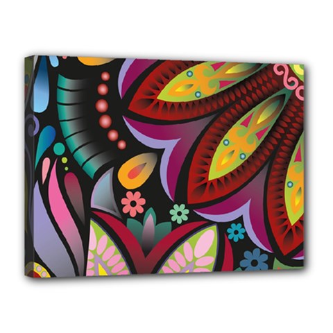 Flower Floral Sunflower Rose Color Rainbow Circle Polka Canvas 16  X 12 