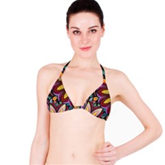 Flower Floral Sunflower Rose Color Rainbow Circle Polka Bikini Top