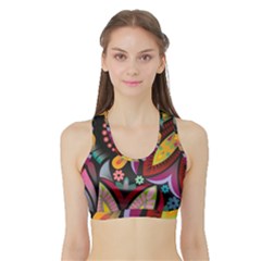 Flower Floral Sunflower Rose Color Rainbow Circle Polka Sports Bra With Border by Mariart