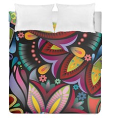 Flower Floral Sunflower Rose Color Rainbow Circle Polka Duvet Cover Double Side (queen Size) by Mariart