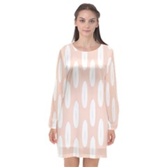 Donut Rainbows Beans White Pink Food Long Sleeve Chiffon Shift Dress 