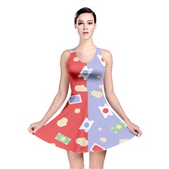 Glasses Red Blue Green Cloud Line Cart Reversible Skater Dress by Mariart