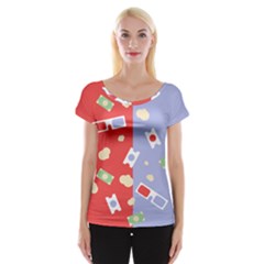 Glasses Red Blue Green Cloud Line Cart Women s Cap Sleeve Top by Mariart